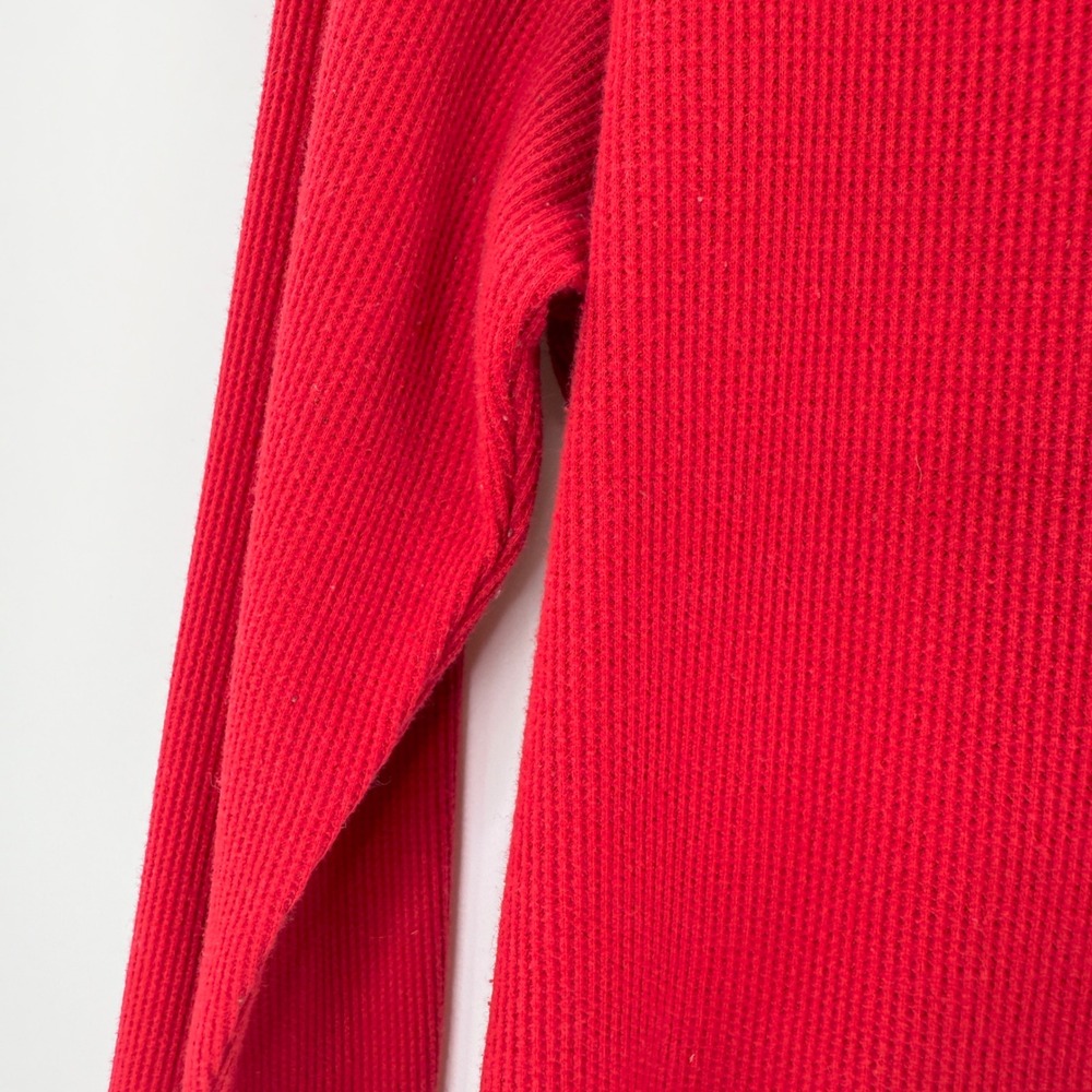 Active Basic 1XL Long Sleeve V Neck Waffle Knit‎ Top Red Basic Runs Small - Picture 7 of 10
